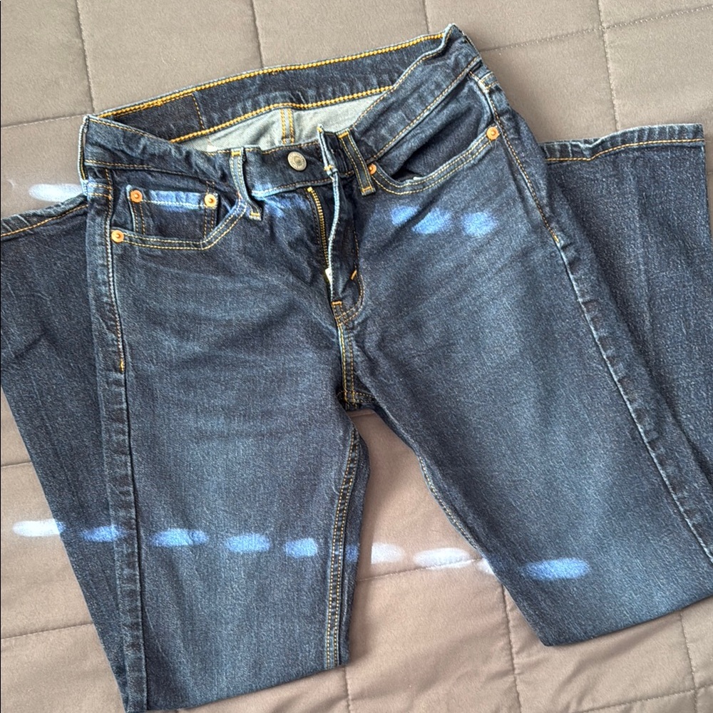 Levi's Dark Wash Jeans with Yellow Stitching